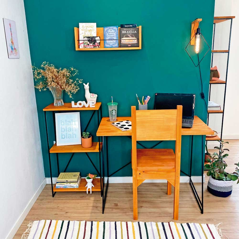 Home Office Escrivaninha e Aparador Slim Industrial de Ferro e Madeira Carvalho e Preto Home Office Escrivaninha e Aparador Slim Industrial de Ferro e Madeira Carvalho e Preto