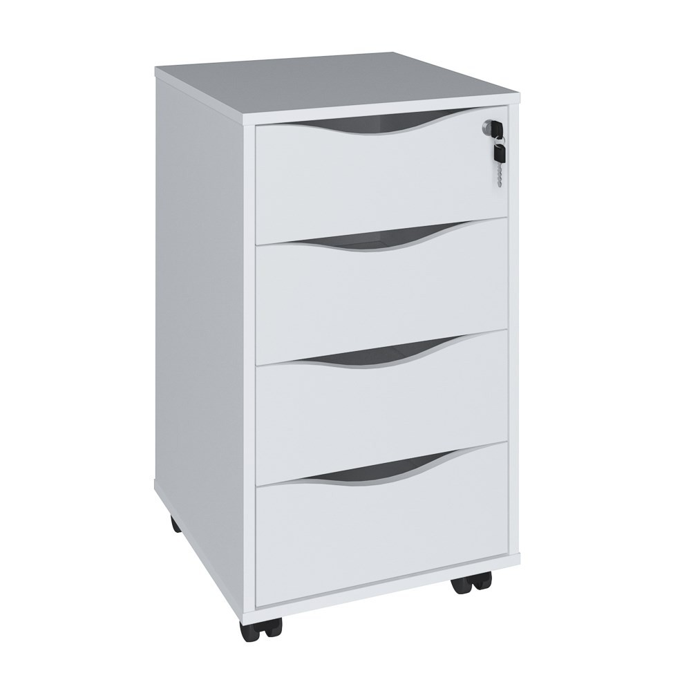 Gaveteiro 4 Gavetas Pés Rodízios Mobile Bit Branco - Artany Gaveteiro 4 Gavetas Pés Rodízios Mobile Bit Branco - Artany