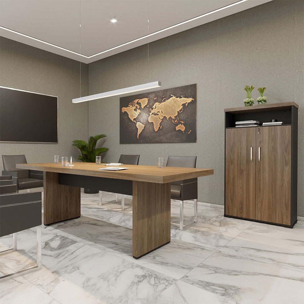 Conjunto de Mesa e Armário de Escritório Executiva 2 PT Marrom e Preto Conjunto de Mesa e Armário de Escritório Executiva 2 PT Marrom e Preto