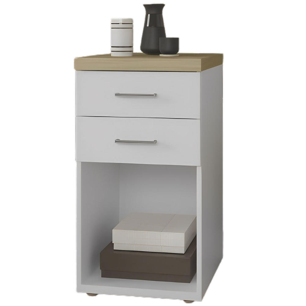 Gaveteiro para Escritório com 2 Gavetas e Nicho Loke Olmo/Branco Gaveteiro para Escritório com 2 Gavetas e Nicho Loke Olmo/Branco