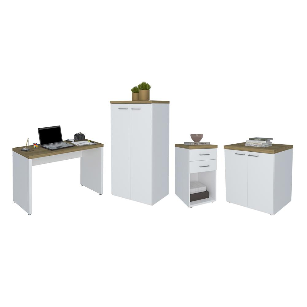 Conjunto Escritório Completo Wiesbaden Olmo Branco Conjunto Escritório Completo Wiesbaden Olmo Branco