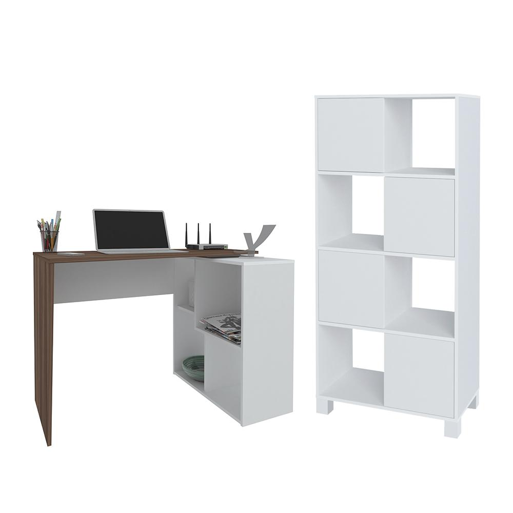 Conjunto Escrivaninha e Armário Friburgo Ipê Branco Conjunto Escrivaninha e Armário Friburgo Ipê Branco