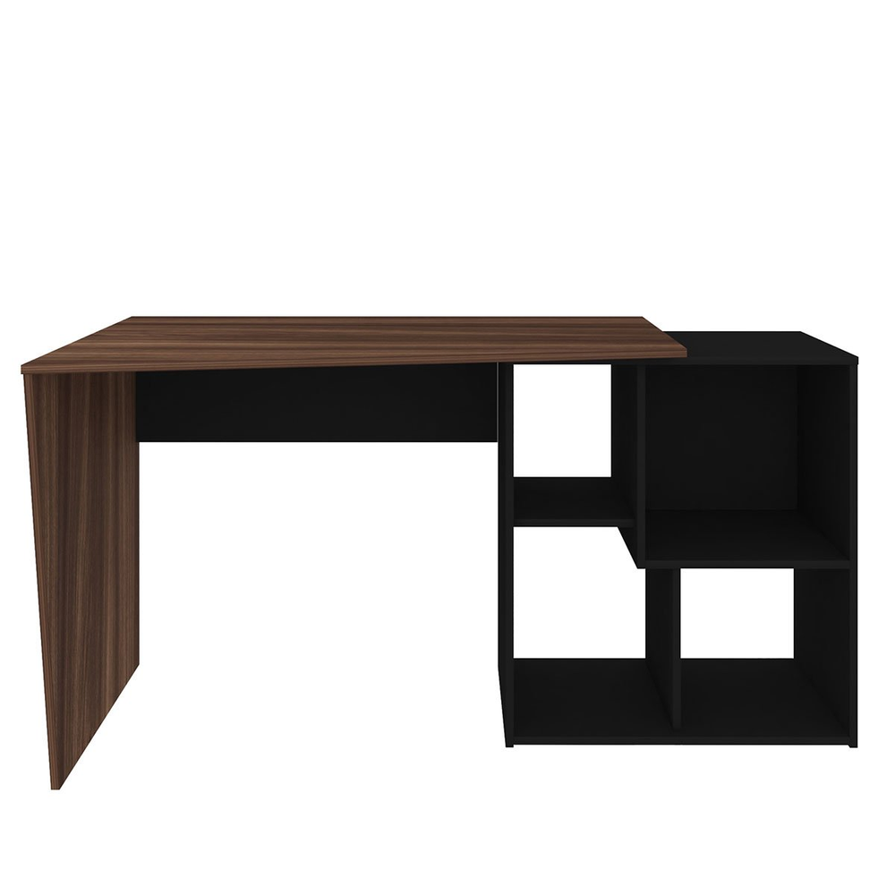 Mesa Escrivaninha em L com Nichos Duran Ipê/Preto Mesa Escrivaninha em L com Nichos Duran Ipê/Preto