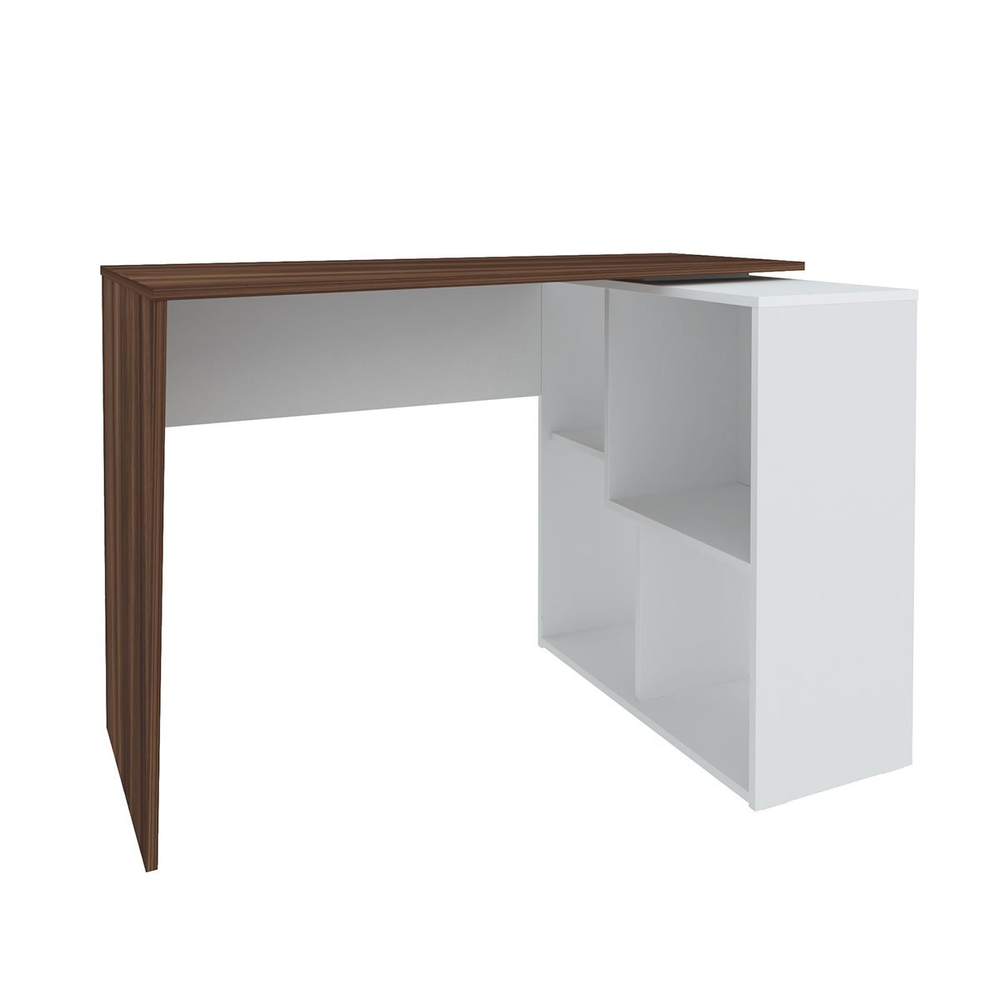 Mesa Escrivaninha em L com Nichos Duran Ipê/Branco Mesa Escrivaninha em L com Nichos Duran Ipê/Branco