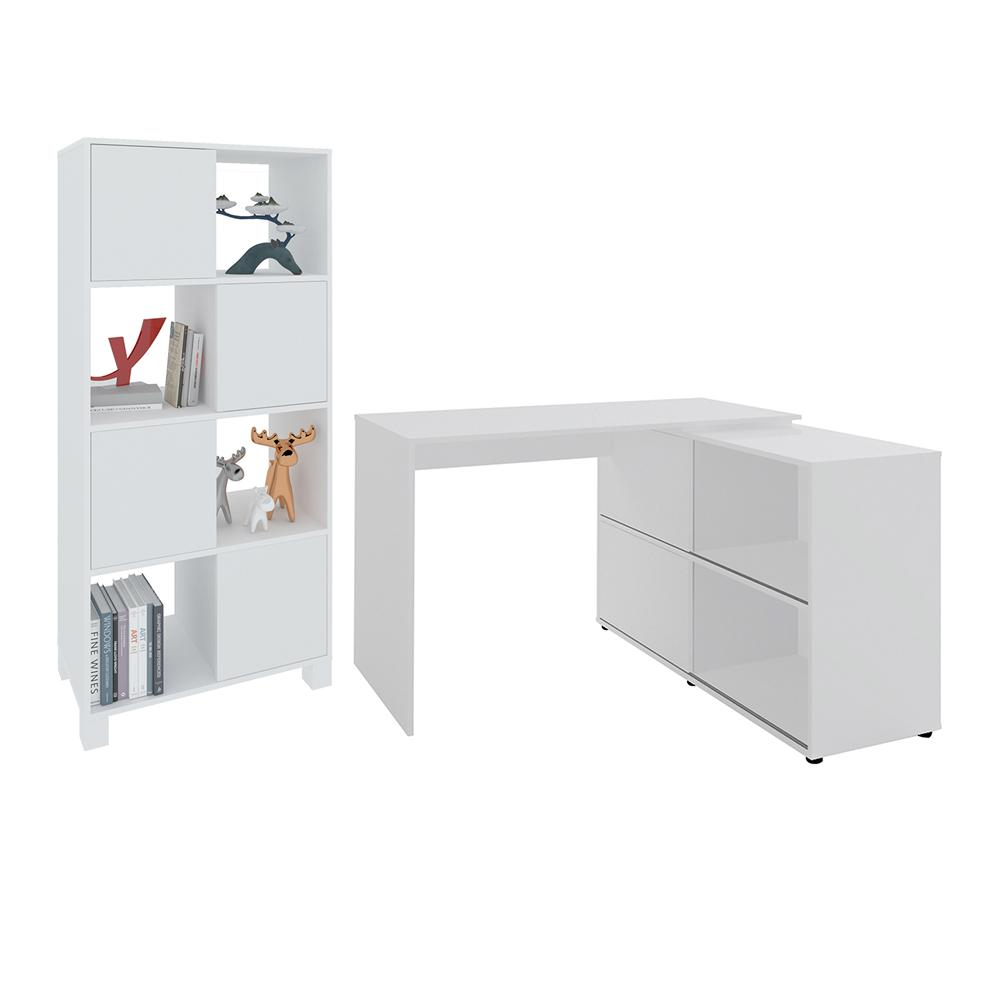 Conjunto Escrivaninha e Armário Aachen Branco Conjunto Escrivaninha e Armário Aachen Branco