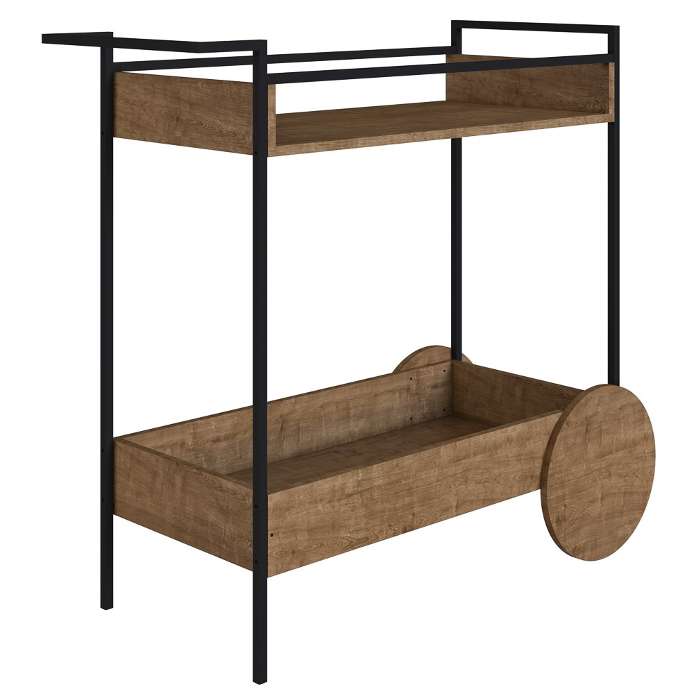 Carrinho Bar 2 Caixas Com Rodízios Estilo Industrial Steel Quadra Vermont Base Preta - Artesano Carrinho Bar 2 Caixas Com Rodízios Estilo Industrial Steel Quadra Vermont Base Preta - Artesano