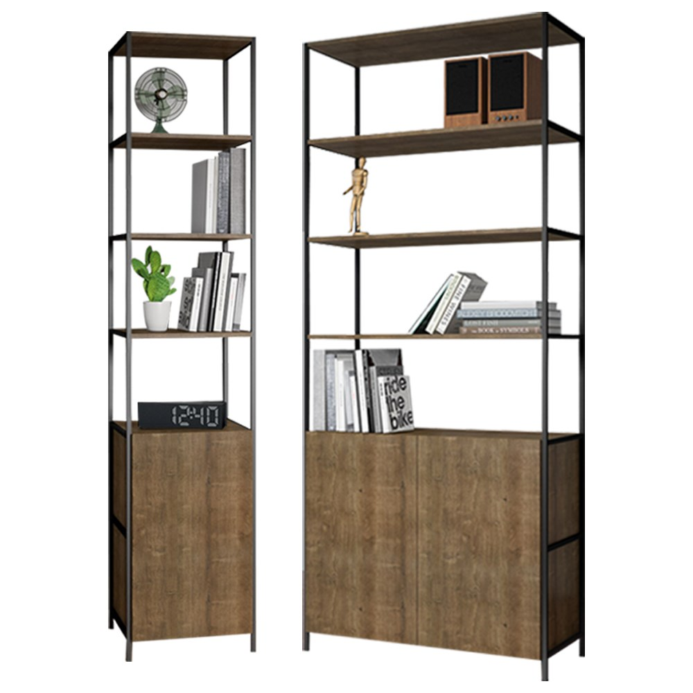 Kit 2 Estantes Livreiros Decorativas Estilo Industrial Steel Quadra Vermont Base Preto - Artesano Kit 2 Estantes Livreiros Decorativas Estilo Industrial Steel Quadra Vermont Base Preto - Artesano