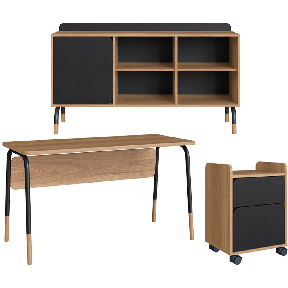 Conjunto Escritório 3 Peças 988X995X998 Hanover Nero Artesano Conjunto Escritório 3 Peças 988X995X998 Hanover Nero Artesano