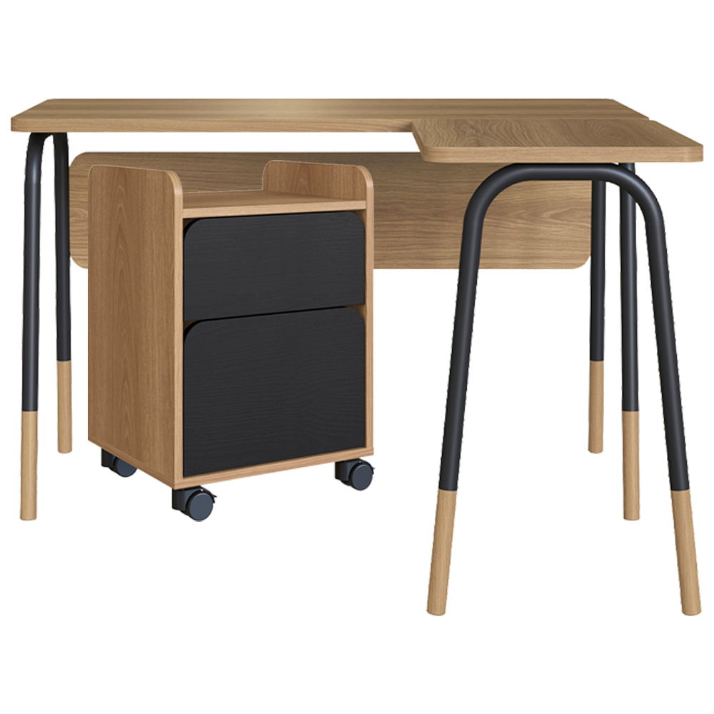 Conjunto de Escritório Mesa em L e Gaveteiro 28002X27998 Preto Hanover Artesano