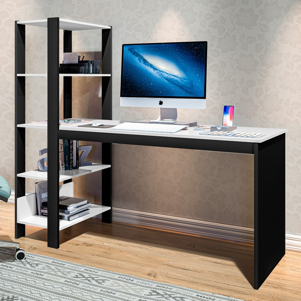 Home Office Vintage para Escritório Temis Preto e Branco Home Office Vintage para Escritório Temis Preto e Branco