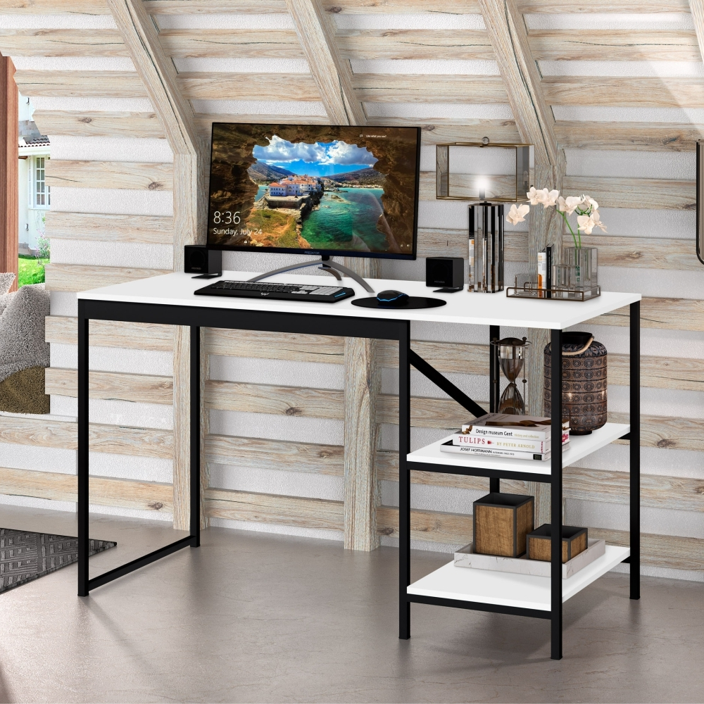 Mesa Industrial para Escritório Slim Bers Preto e Branco Mesa Industrial para Escritório Slim Bers Preto e Branco