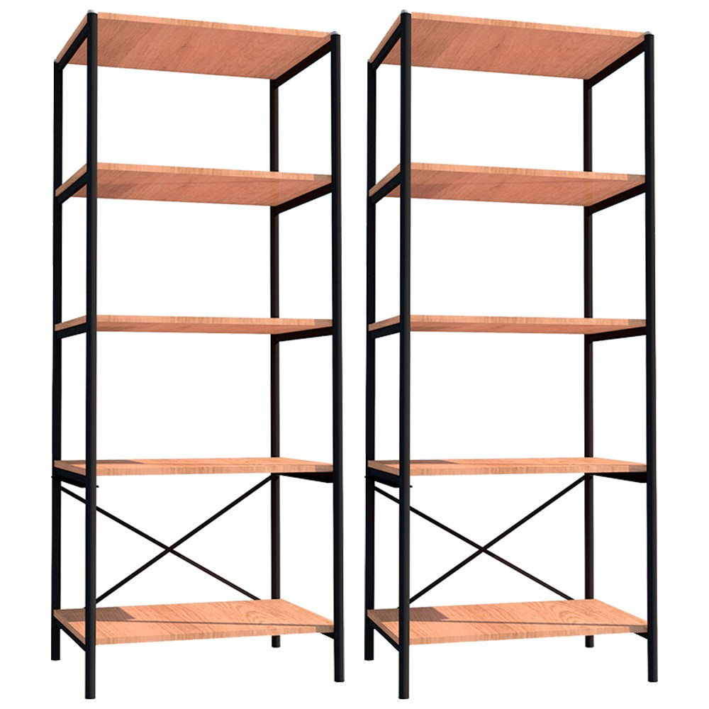 Kit 2 Estantes Livreiro Multiuso Estilo Industrial 150cm 5 Prateleiras Trento Preto Fosco - Artefamol Kit 2 Estantes Livreiro Multiuso Estilo Industrial 150cm 5 Prateleiras Trento Preto Fosco - Artefamol