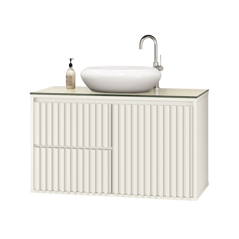 Gabinete Para Banheiro Ripado 80cm Branco com Cuba Branca Gabinete Para Banheiro Ripado 80cm Branco com Cuba Branca