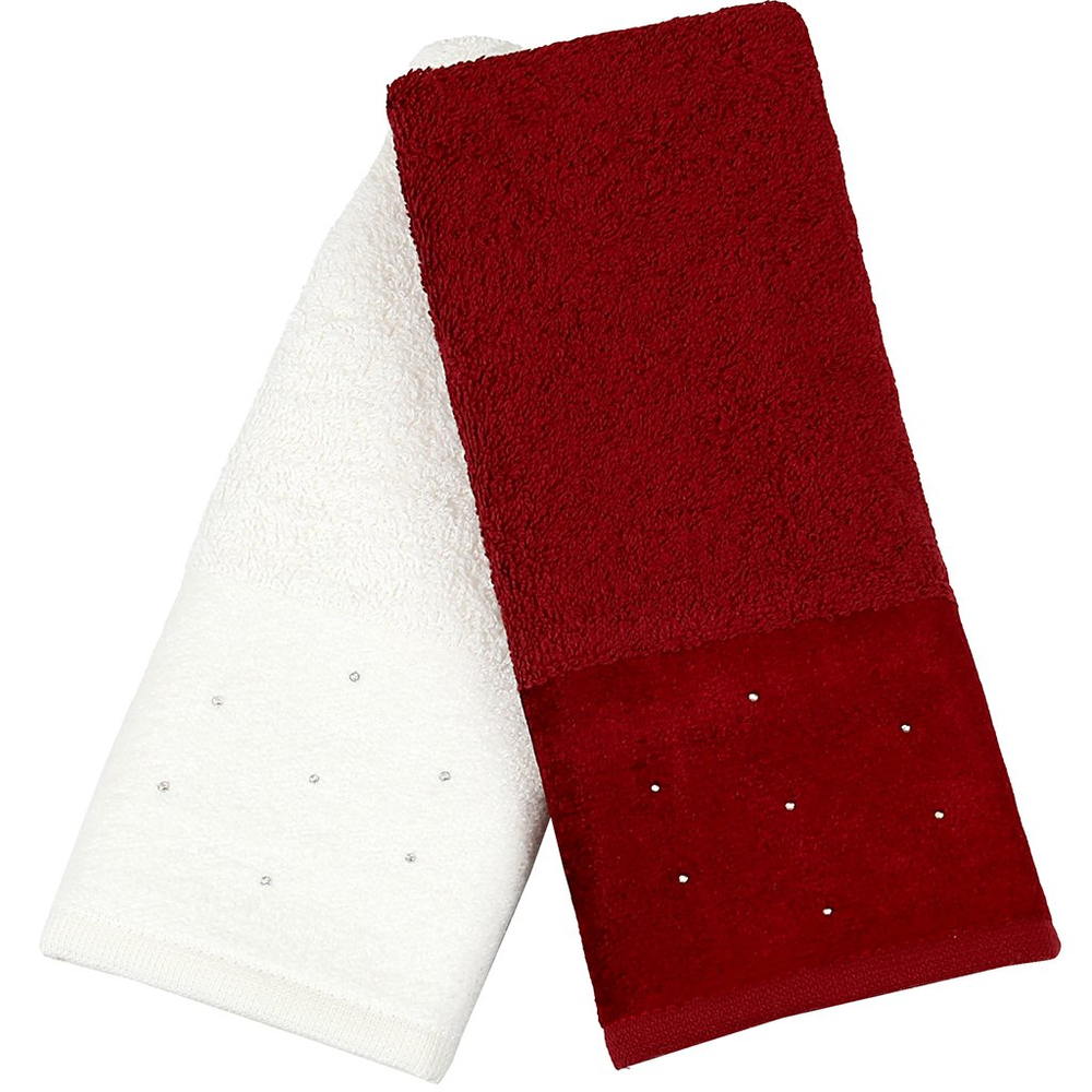 Kit 5 Toalha Lavabo Cristal Natalina 30x50cm Off White/Burgundy Kit 5 Toalha Lavabo Cristal Natalina 30x50cm Off White/Burgundy