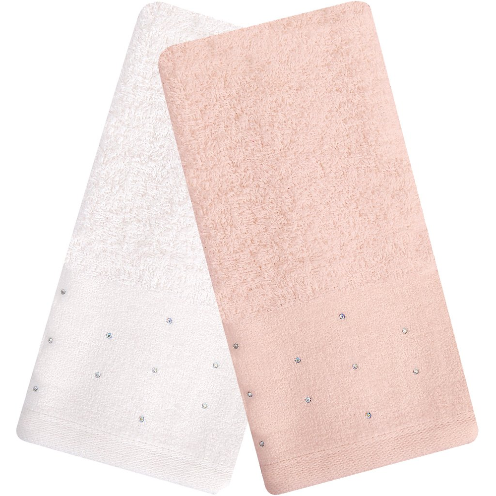 Kit 5 Toalha Lavabo Cristal Natalina 30x50cm Off White/Veludo Rosa Kit 5 Toalha Lavabo Cristal Natalina 30x50cm Off White/Veludo Rosa