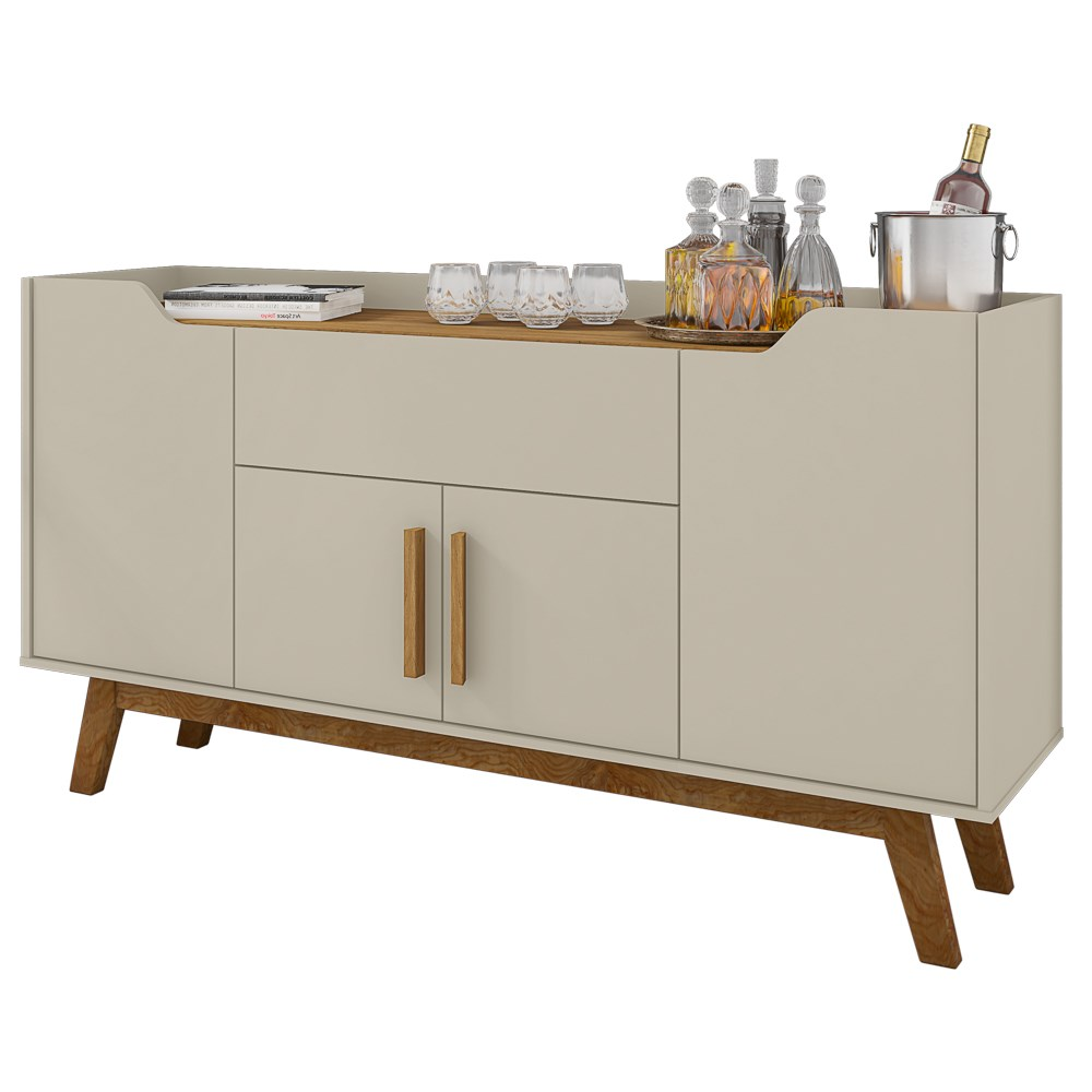 Balcão Aparador Buffet 4 Portas 1 Gaveta Future Off White/Cinamomo - Bechara Balcão Aparador Buffet 4 Portas 1 Gaveta Future Off White/Cinamomo - Bechara