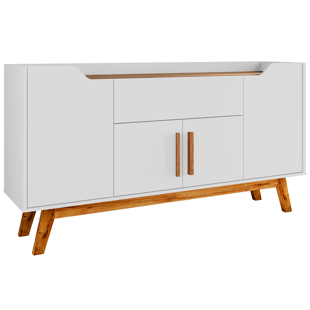 Balcão Buffet 4 Portas Future 136 cm Branco Cinamomo BECHARA Balcão Buffet 4 Portas Future 136 cm Branco Cinamomo BECHARA