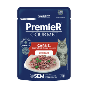 Ração Úmida Premier Gourmet Gatos Adultos Carne, Espinafre e Arroz Integral - 70 g Ração Úmida Premier Gourmet Gatos Adultos Carne, Espinafre e Arroz Integral - 70 g