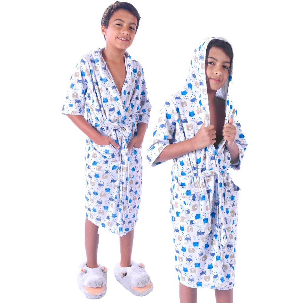 Roupão Infantil Malha Felpudo com Bolsos e Capuz Roupão Infantil Malha Felpudo com Bolsos e Capuz
