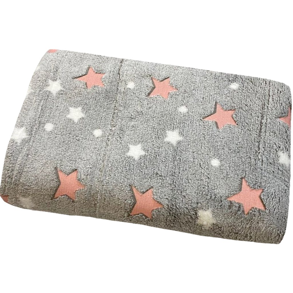 Manta Solteiro Brilha no Escuro New 150x220cm Cinza Estrela Manta Solteiro Brilha no Escuro New 150x220cm Cinza Estrela