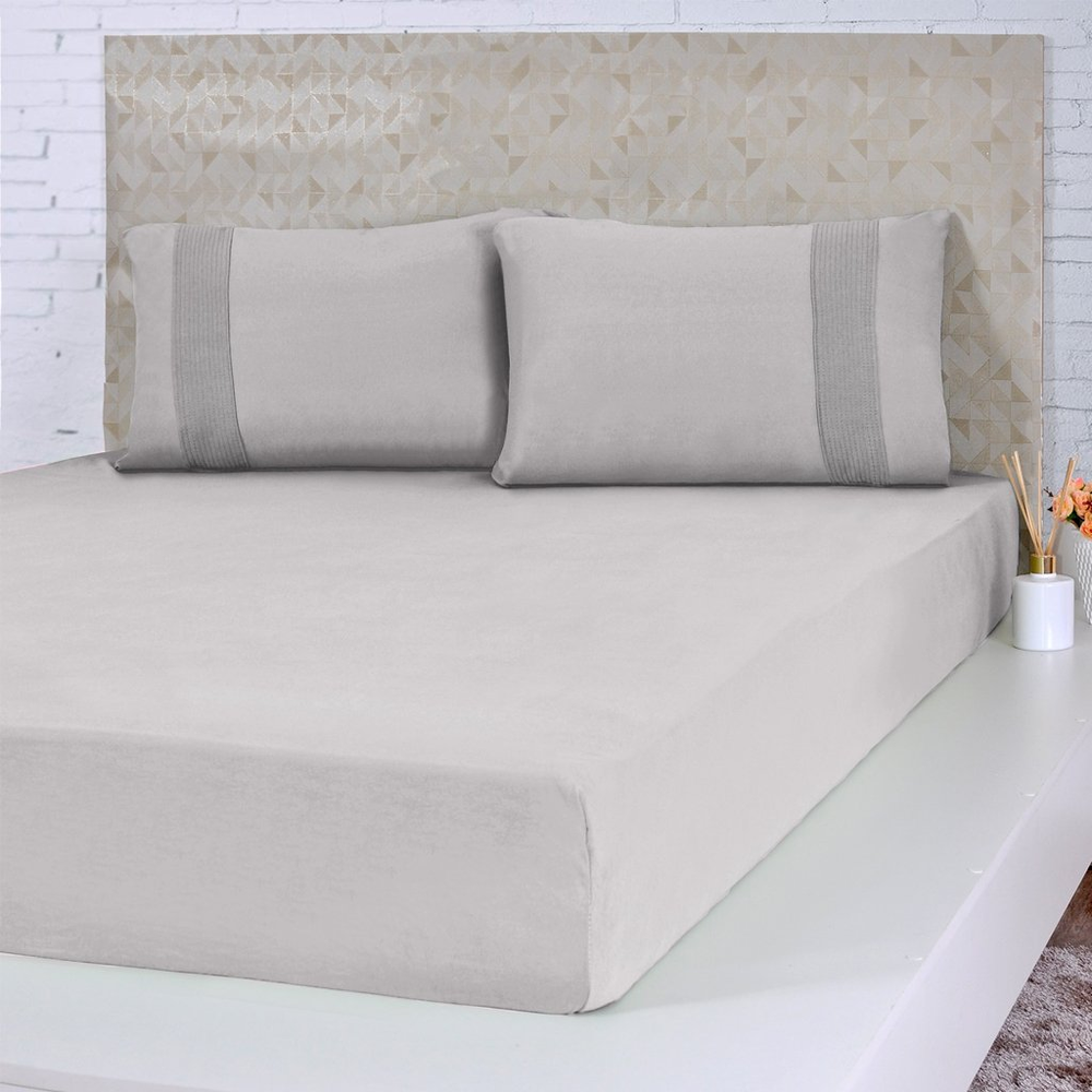 Lençol Solteiro Bella Cama Malha 100% Algodão 88x188x30cm Cinza Lençol Solteiro Bella Cama Malha 100% Algodão 88x188x30cm Cinza