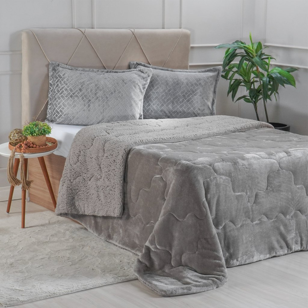 Edredom Sherpa Casal Dupla Face 180x220cm Rock Edredom Sherpa Casal Dupla Face 180x220cm Rock