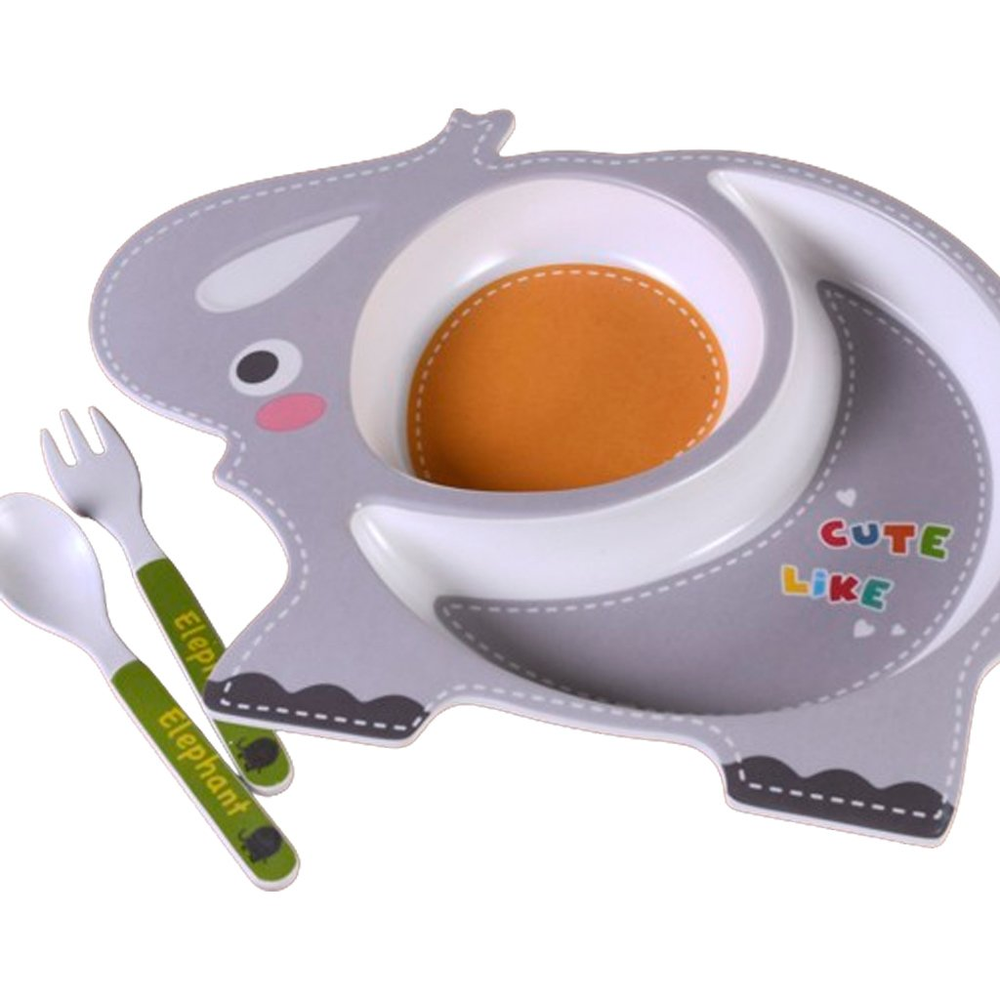 Kit Alimentação Funny 3 Peças Prato Garfo e Colher Elefante Kit Alimentação Funny 3 Peças Prato Garfo e Colher Elefante