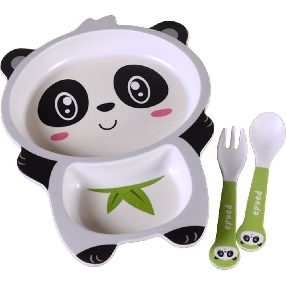 Kit Alimentação Funny 3 Peças Prato Garfo e Colher Panda Kit Alimentação Funny 3 Peças Prato Garfo e Colher Panda