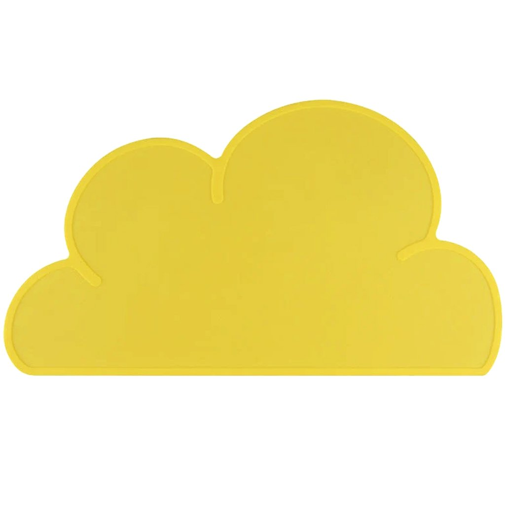 Lugar Americano para Bebê Nuvem Silicone Impermeável 47x26cm Amarelo Lugar Americano para Bebê Nuvem Silicone Impermeável 47x26cm Amarelo