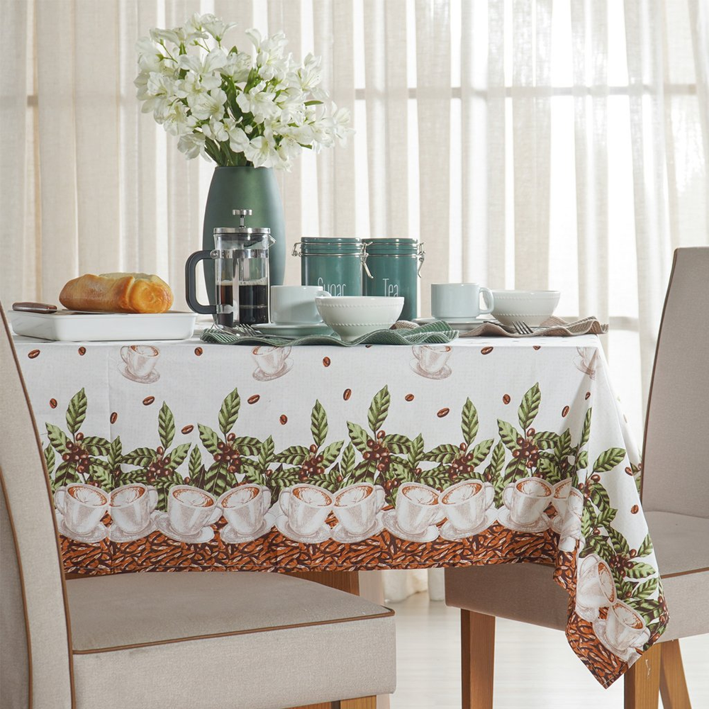 Toalha de Mesa Facile Repelente à Água 140x140cm Coffe Toalha de Mesa Facile Repelente à Água 140x140cm Coffe