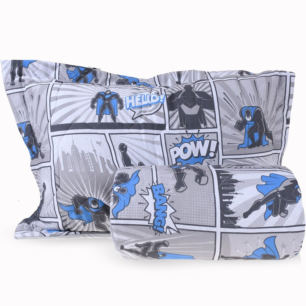 Kit Colcha Infantil Solteiro em Malha 100% Algodão Heróis Kit Colcha Infantil Solteiro em Malha 100% Algodão Heróis
