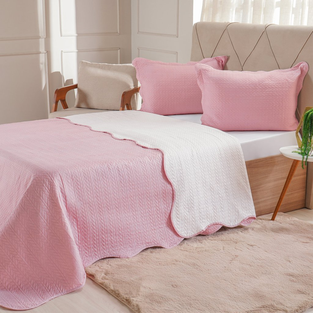 Kit Cobre Leito King Ultra Lisse Lisa New 250x270cm Silver Pink Kit Cobre Leito King Ultra Lisse Lisa New 250x270cm Silver Pink