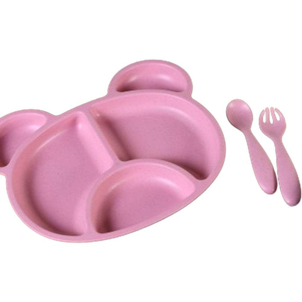 Kit de Alimentação 3 Peças Fibra de Bambu Rosê Kit de Alimentação 3 Peças Fibra de Bambu Rosê
