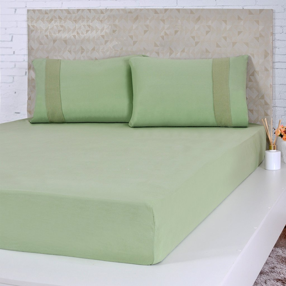 Jogo de Cama Solteiro Malha 3 Pçs Bella Cama 100% Algodão 88x188x30cm Verde Jogo de Cama Solteiro Malha 3 Pçs Bella Cama 100% Algodão 88x188x30cm Verde