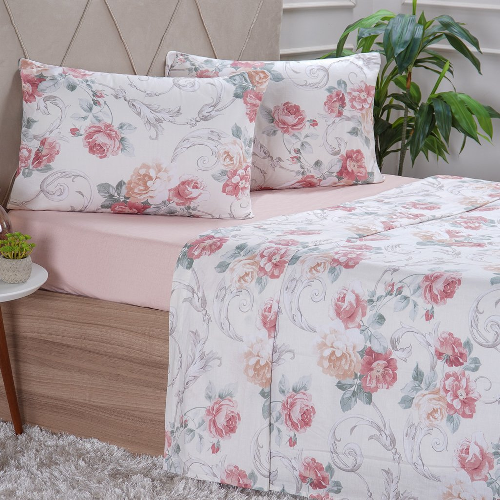 Jogo de Cama Casal 4 Peças 150 Fios Extra Macio 100% Algodão Jogo de Cama Casal 4 Peças 150 Fios Extra Macio 100% Algodão