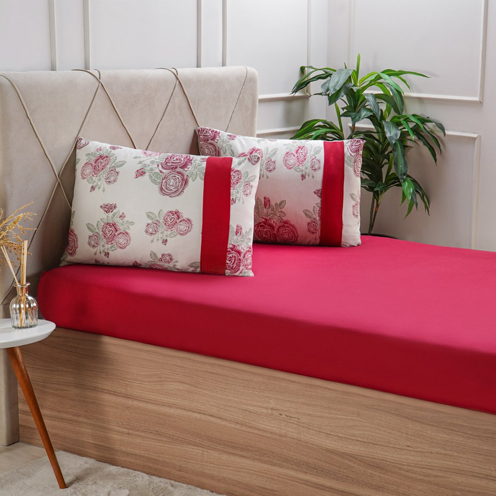 Jogo de Cama King Malha 3 Pçs Bella Cama New 190x200cm Vermelho Jogo de Cama King Malha 3 Pçs Bella Cama New 190x200cm Vermelho