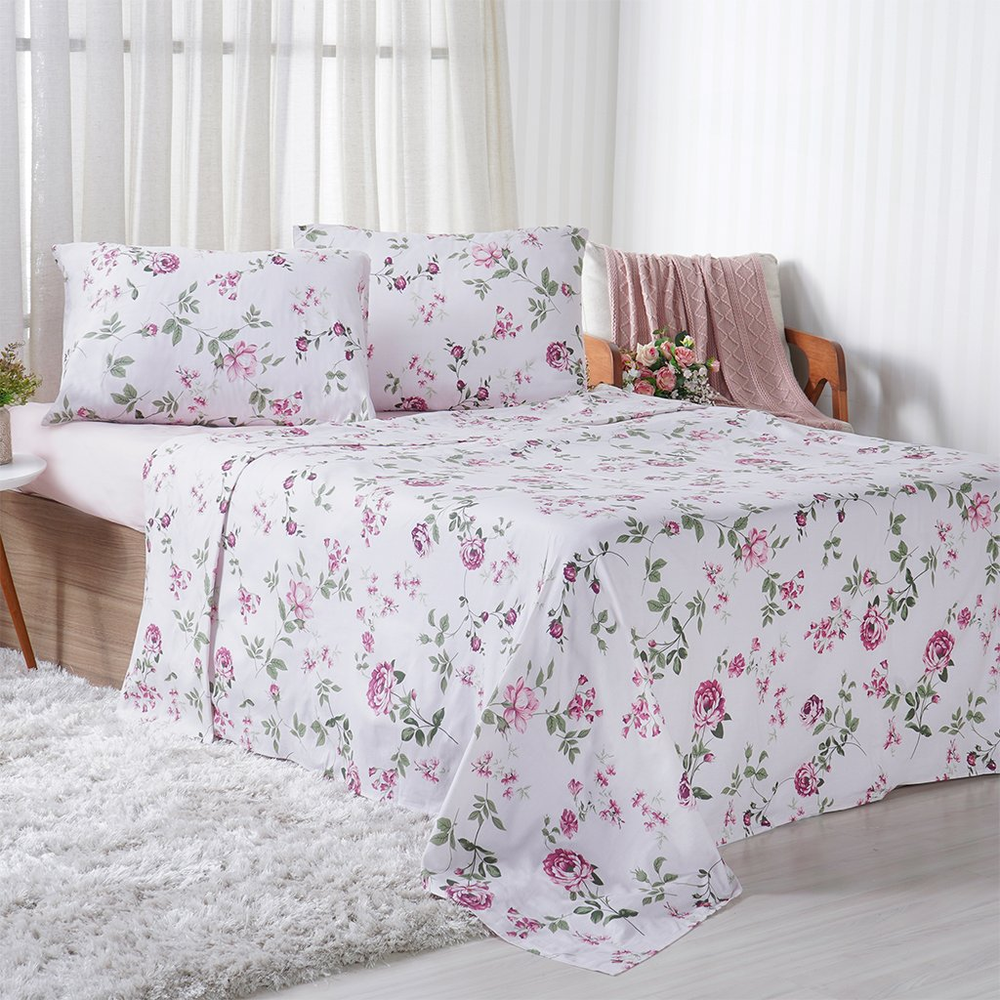 Jogo de Cama Casal 4 Pçs 150 Fios Super Macio 100% Algodão Giardino Jogo de Cama Casal 4 Pçs 150 Fios Super Macio 100% Algodão Giardino