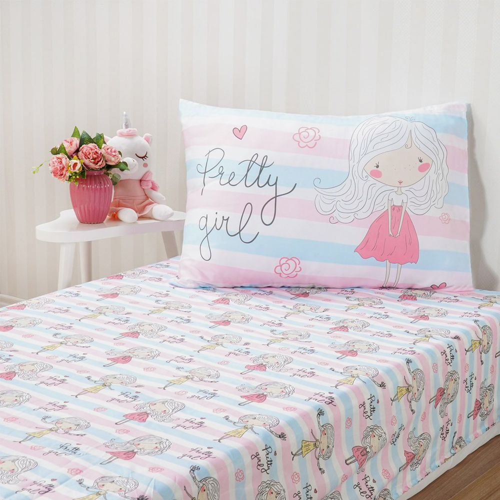 Jogo de Cama Kids Solteiro 2 Pçs Microfibra 88x188x30cm Pretty Girl Jogo de Cama Kids Solteiro 2 Pçs Microfibra 88x188x30cm Pretty Girl