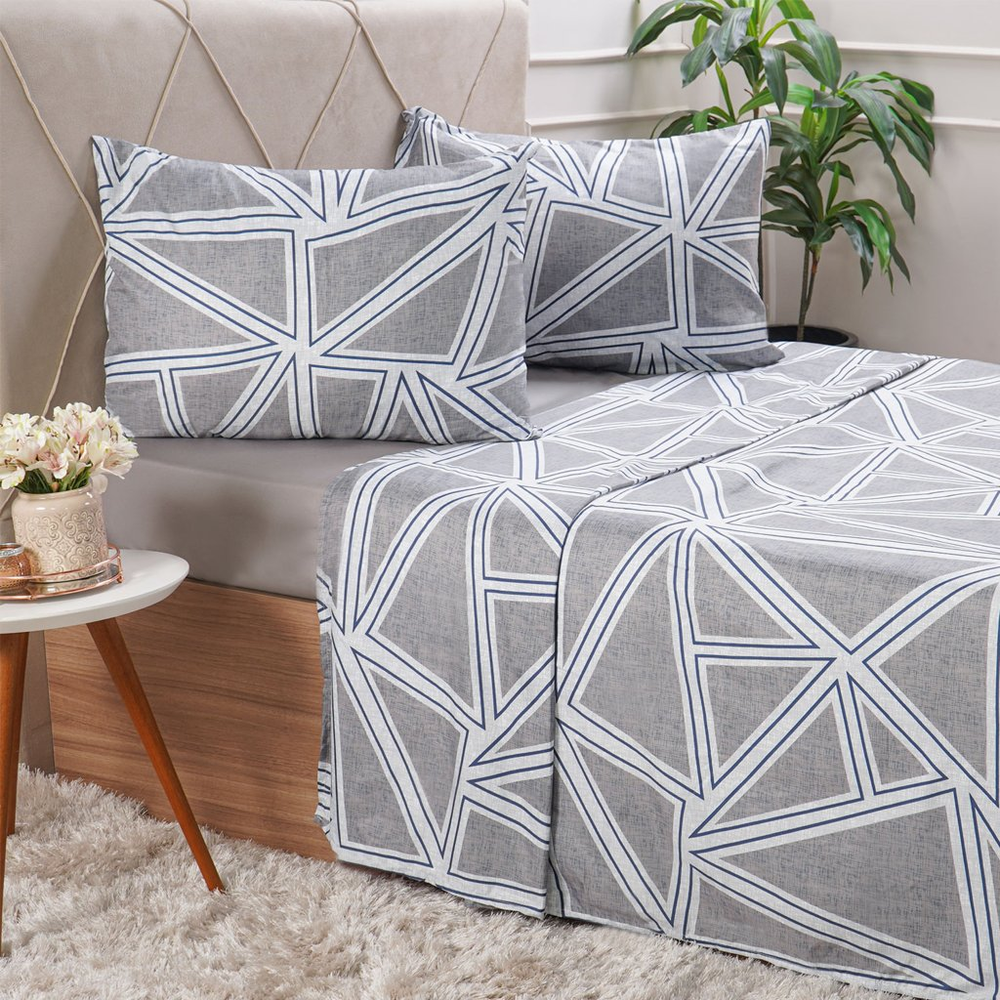 Jogo de Cama Queen Cotton Touch 4 Peças 158x198x35cm Concrete Jogo de Cama Queen Cotton Touch 4 Peças 158x198x35cm Concrete
