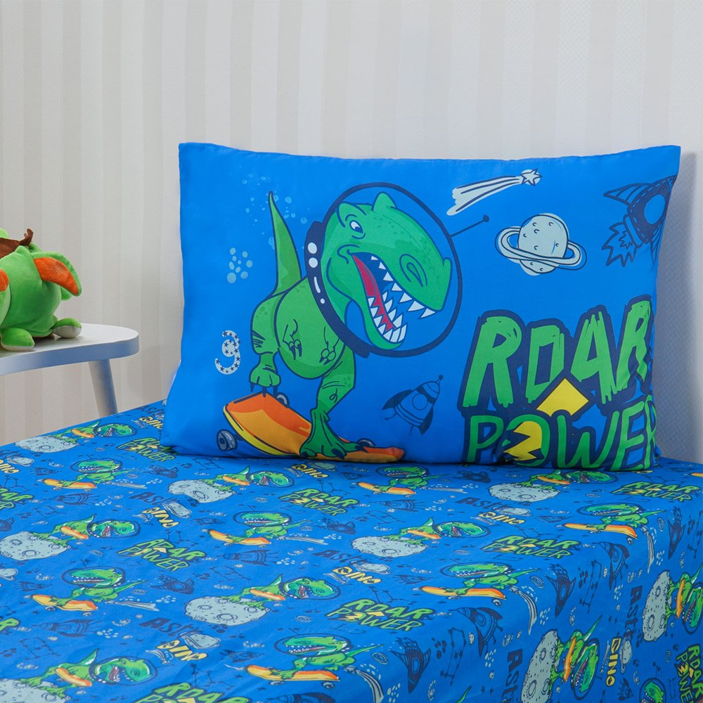 Jogo de Cama Kids Solteiro 2 Pçs Microfibra 88x188x30cm Dino Jogo de Cama Kids Solteiro 2 Pçs Microfibra 88x188x30cm Dino
