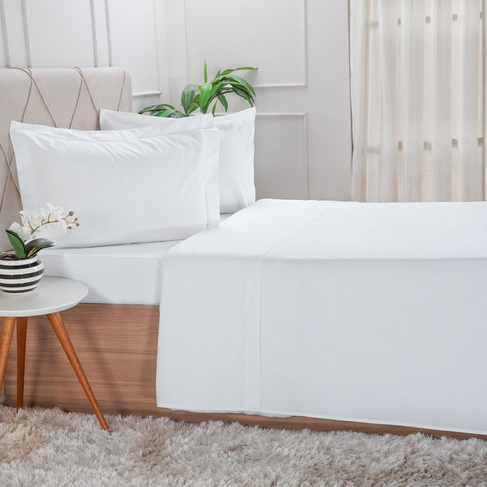 Jogo de Cama Solteiro Hotelaria 3 Pçs 88x188cm Branco Jogo de Cama Solteiro Hotelaria 3 Pçs 88x188cm Branco