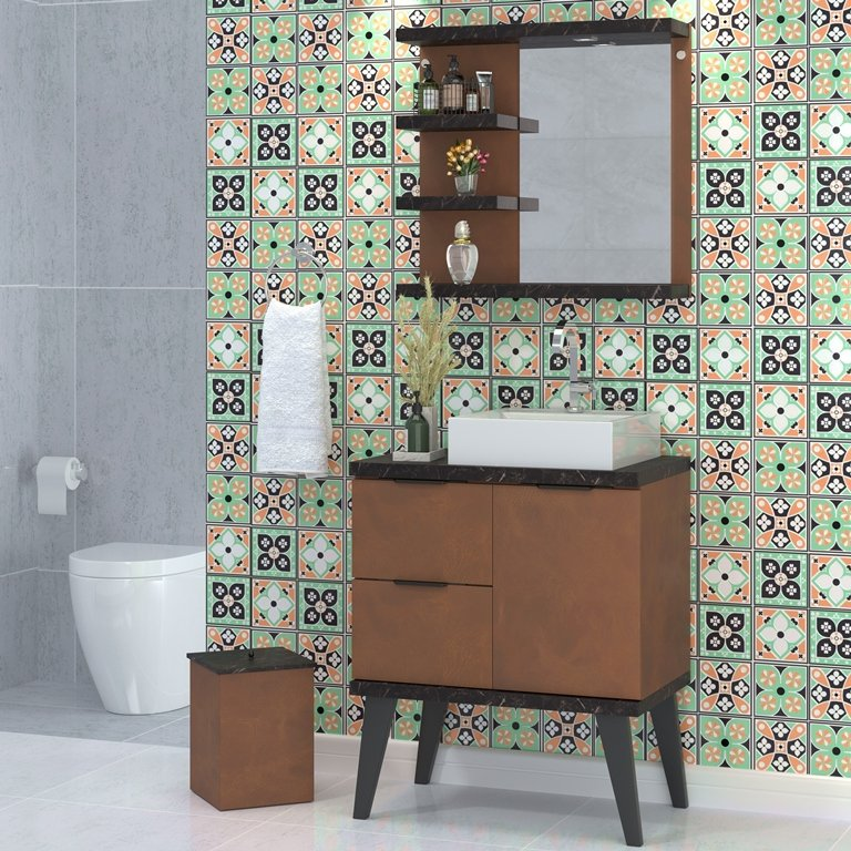 Conjunto de Banheiro Berton Capri 0,65cm Marquina/camelo Conjunto de Banheiro Berton Capri 0,65cm Marquina/camelo