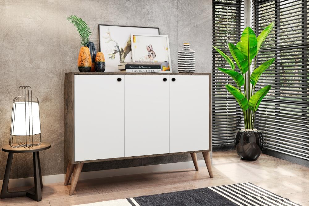 Aparador para Sala 3 Portas Castani com Branco Bela Casa Aparador para Sala 3 Portas Castani com Branco Bela Casa