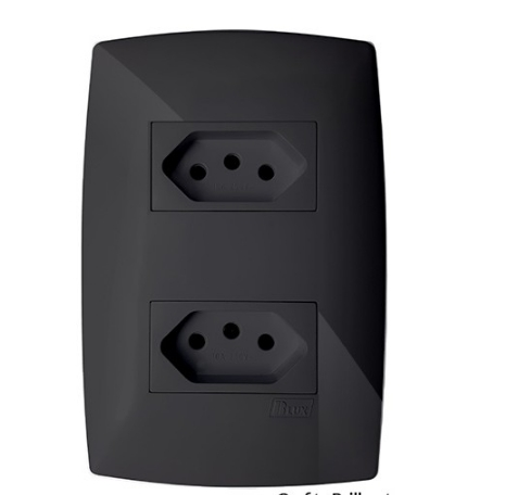 Cj Tomada Dupla 10A 4X2 - Blux Home Grafite Cj Tomada Dupla 10A 4X2 - Blux Home Grafite