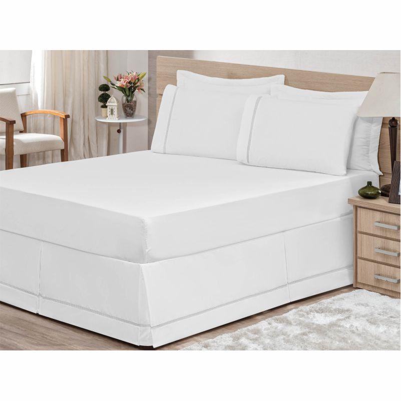 Saia P/ Cama Box Casal King 01 Peça Branco - Bordados Ricardo Saia P/ Cama Box Casal King 01 Peça Branco - Bordados Ricardo