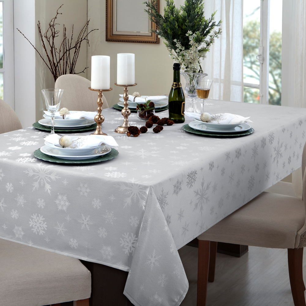Toalha de Mesa Retangular 8 Lugares Facilita Snow Prata Toalha de Mesa Retangular 8 Lugares Facilita Snow Prata