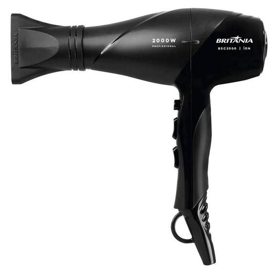Secador de Cabelo Britânia BSC2000 com Ar Frio 2000W, Preto 220V Secador de Cabelo Britânia BSC2000 com Ar Frio 2000W, Preto 220V