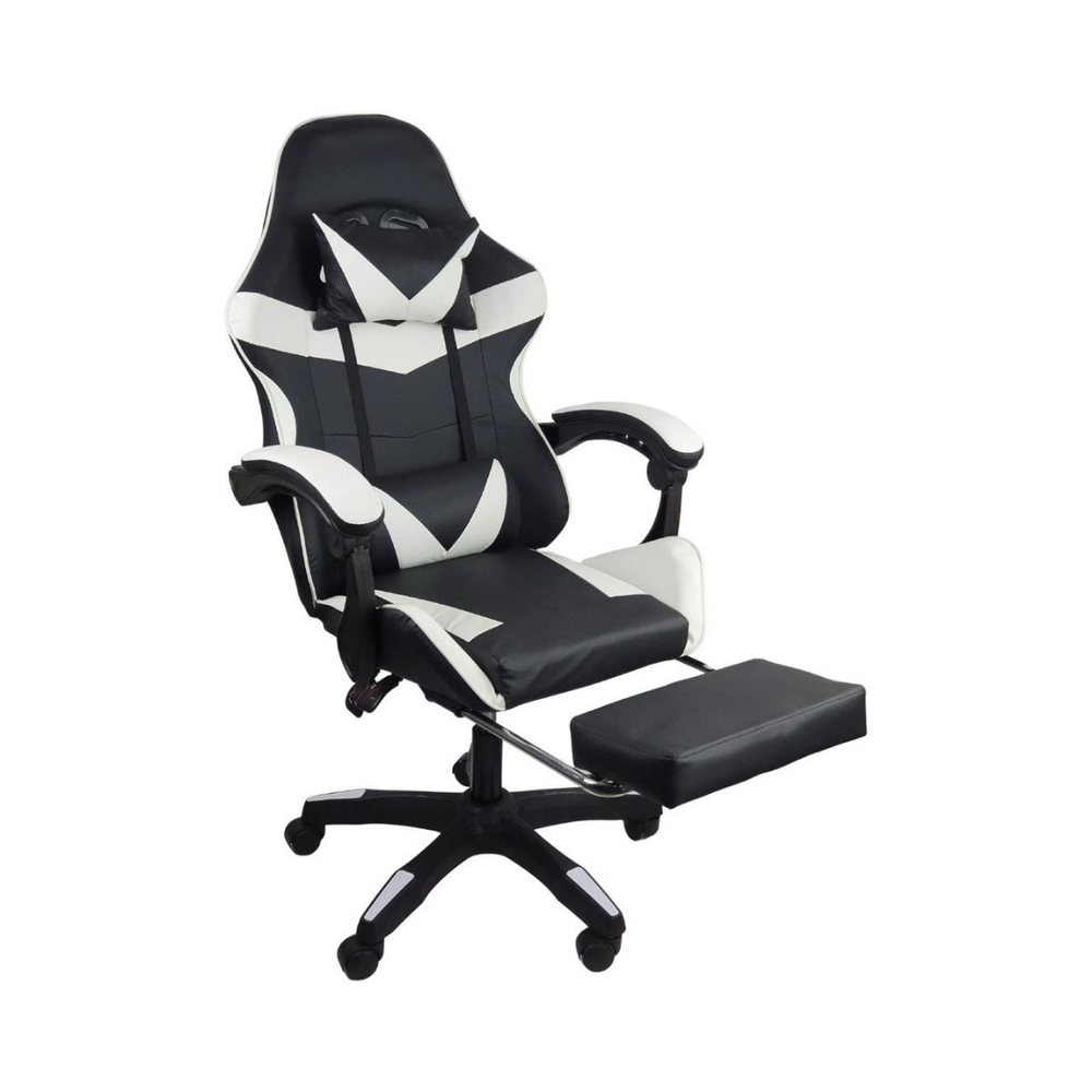 Cadeira Gamer Stillus Ergonômica Com Apoio Para Os Pés - Preta / Branca Cadeira Gamer Stillus Ergonômica Com Apoio Para Os Pés - Preta / Branca