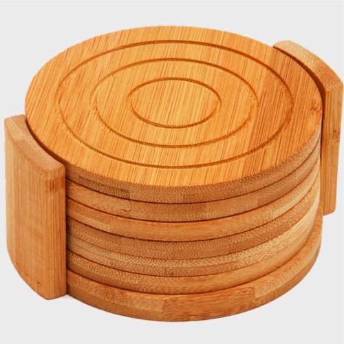 Porta Copos Bambu Redondo 6 Peças Porta Copos Bambu Redondo 6 Peças