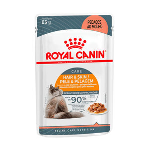 Ração Úmida Royal Canin Sachê Hair e Skin Gatos Adultos - 85g Ração Úmida Royal Canin Sachê Hair e Skin Gatos Adultos - 85g
